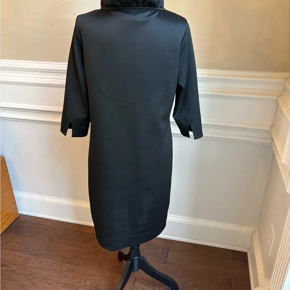 Gretchen Scott Designs Black Midi Dress with Ruffle Neckline - Picture 4 of 7
